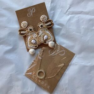 NWT Plunder Beaded Bunny Earrings & Necklace Set